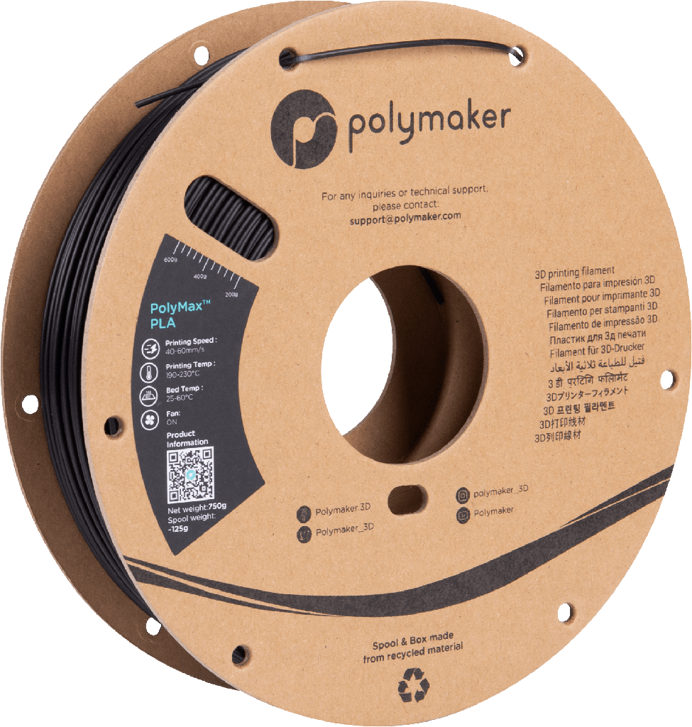 Polymaker PolyMax™ Tough PLA Filament featuring Nano-reinforcement and Jamfree™ Technology